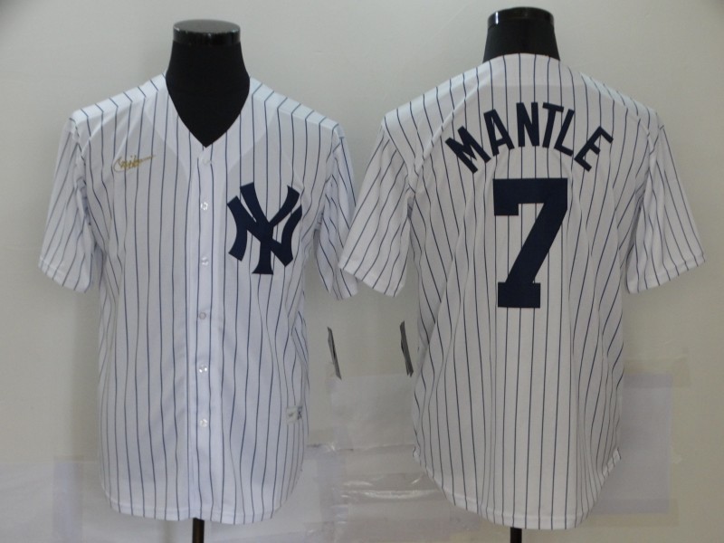 Men's New York Yankees Mickey Mantle #7 White Jersey